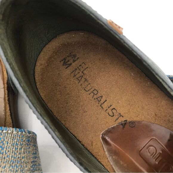 El Naturalista Blue Suede Leather Mary Jane Slip On Pointed Toe Ballet Flat Shoe - Picture 14 of 16